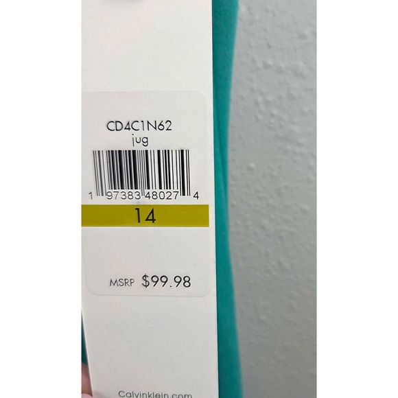 Calvin Klein Womens Green Bow Neck Sheath Dress CD4C1N62 Size 14 NWT - Picture 8 of 16